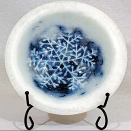 NEW First Frost Wax Pottery Bowl: click to enlarge